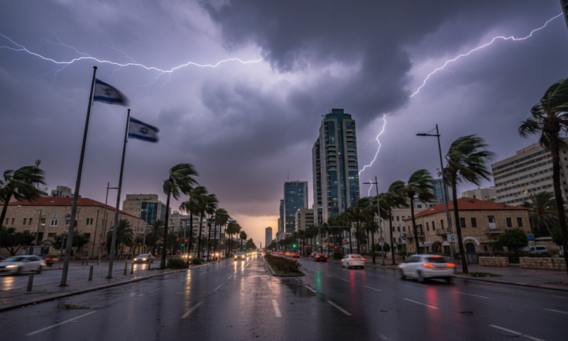 התראה מטאורולוגית: גשם, רוחות ושטפונות: תחזית מזג אוויר