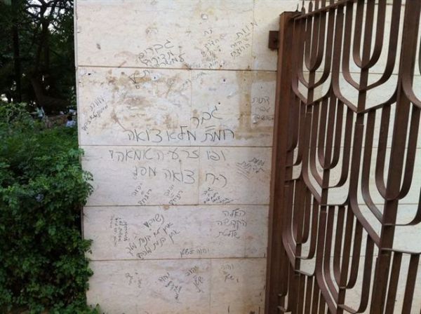 כתובות "'מוות לדתיים" נכתבו על קיר בית כנסת ברמת גן