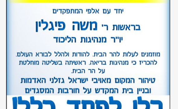 פייגלין טוען: לא קראתי להרוס את המסגדים בהר הבית