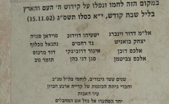 עשור לקרב בציר המתפללים: נחנכה אנדרטת זכרון בחברון