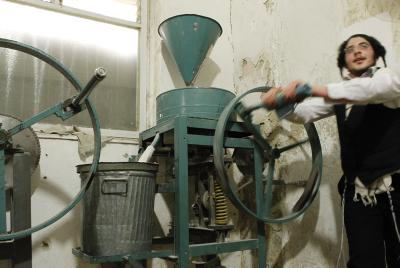 עוד מעט פסח: במאה שערים התחילו לטחון קמח למצות