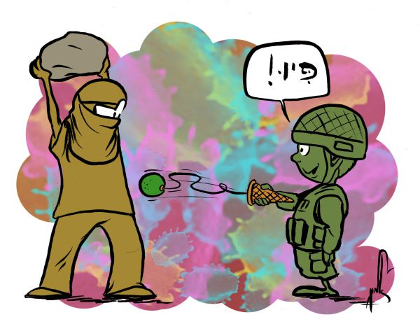 קריקטורה: הנשק החדש של צה"ל ביהודה ושומרון