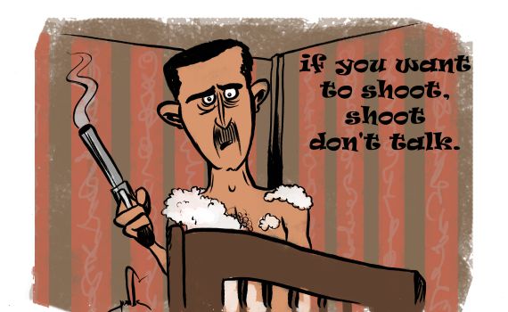 קריקטורה: אסד מגיב על ההססנות של אובמה