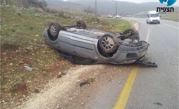 תוך שעה: 3 התהפכויות בכביש חוצה בנימין