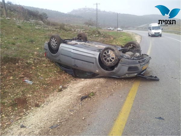 תוך שעה: 3 התהפכויות בכביש חוצה בנימין