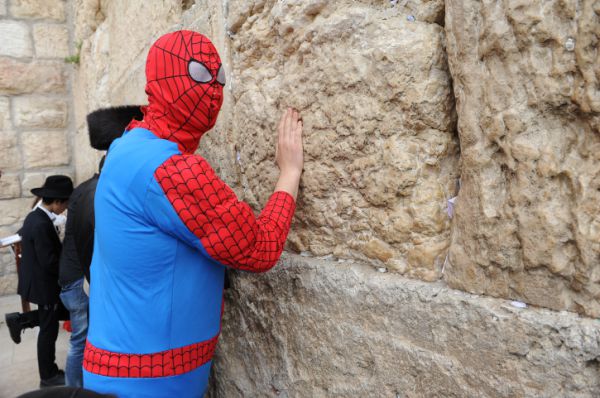 פורים בתמונות: מגילה בבעלזא, ספיידרמן בכותל