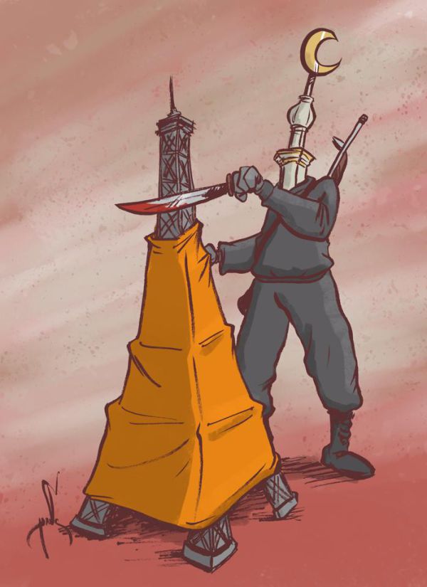 קריקטורה: בעקבות הטבח שבוצע בעיתון הצרפתי