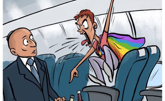 קריקטורה: התפרעויות בטיסה ובכנסים של בנט