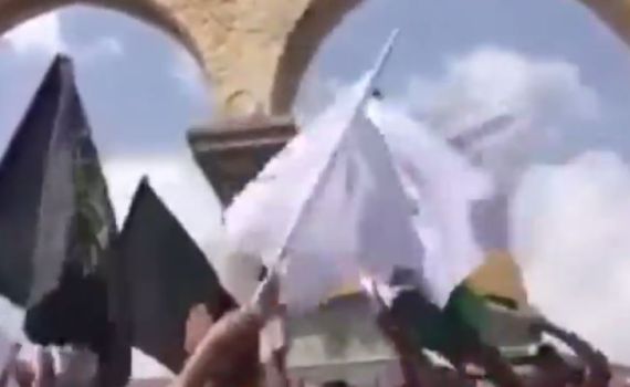 צפו: דגלי חמאס בהפגנה למען מחבלים בהר הבית