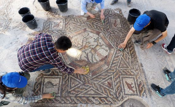 פסיפס מרשים מתקופת התלמוד נחשף בלוד