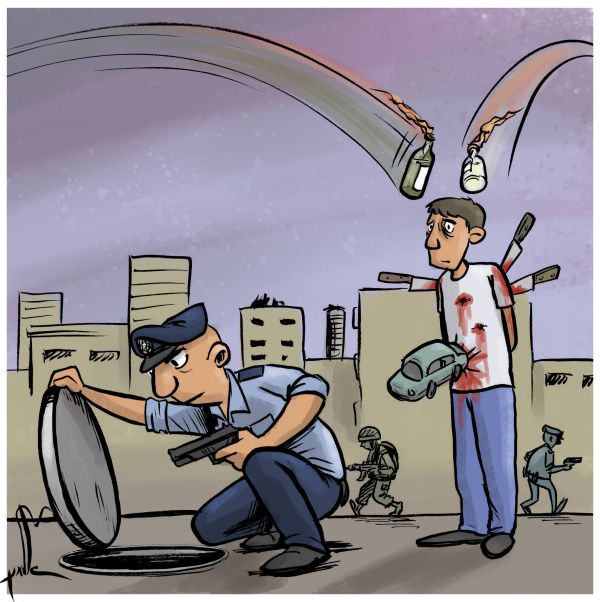 קריקטורה: המחבל בתל אביב עדיין לא נתפס