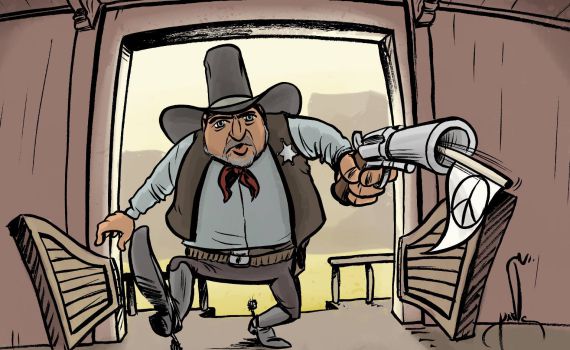 קריקטורה: ליברמן נכנס למשרד הבטחון