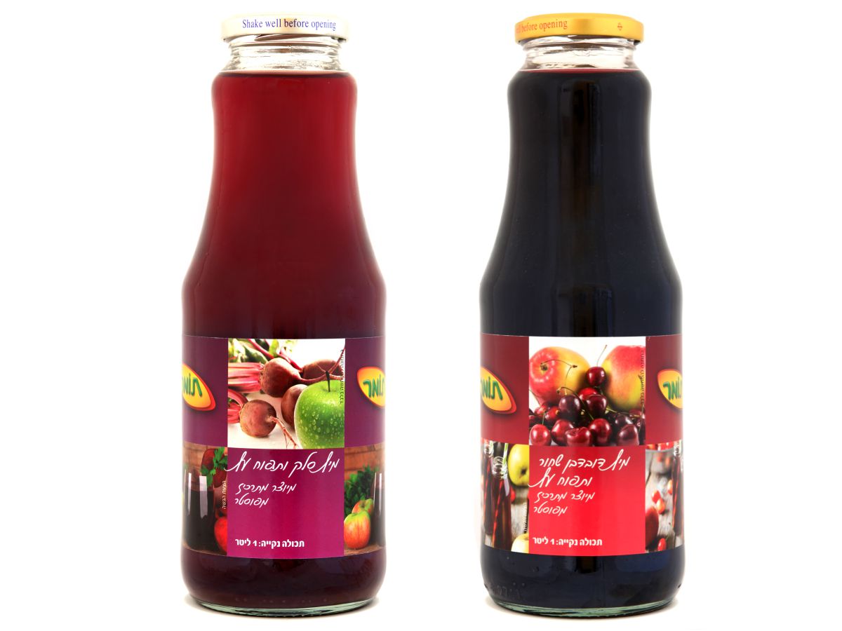 מעורב טבעי: מיץ דובדבן שחור ותפוח עץ ומיץ סלק ותפוח עץ