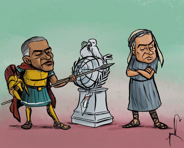 קריקטורה: ארה"ב נגד ישראל באו"ם