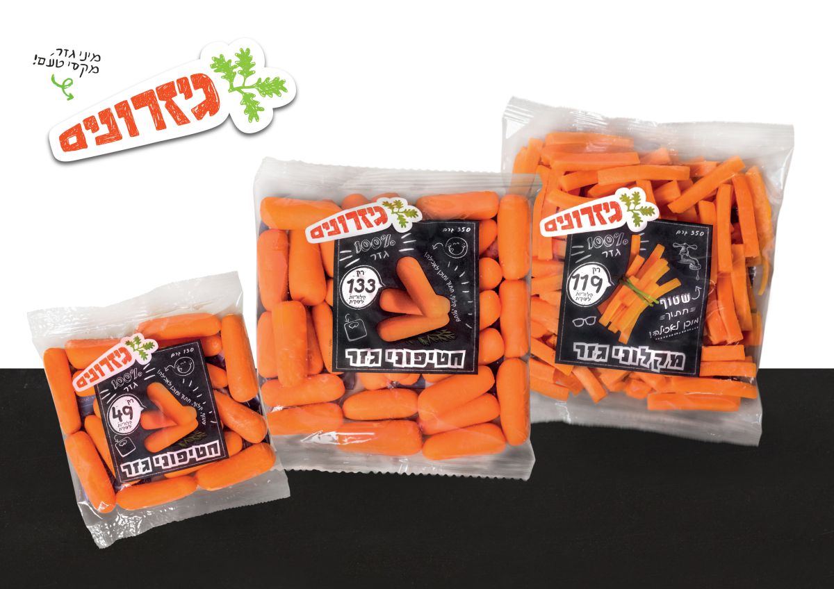 גיזרונים – חטיפי מיני גזר מוכנים לאכילה – בריאות בשקית