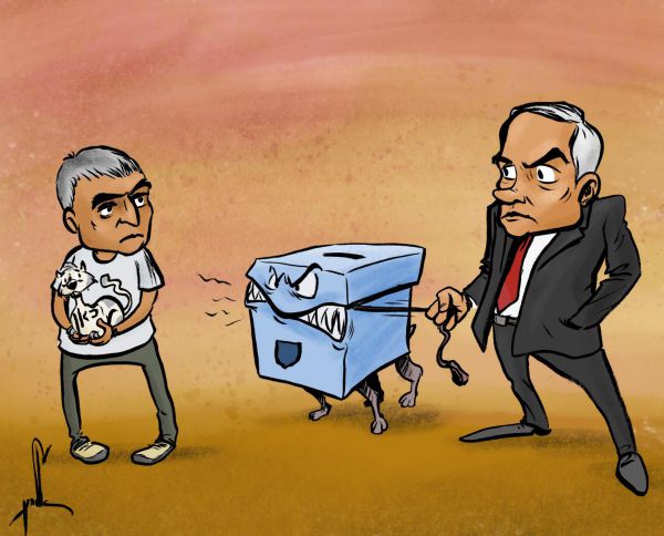 קריקטורה: בגלל התאגיד נתניהו מאיים בבחירות