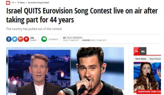 העולם מדווח: "ישראל פורשת מתחרות האירוויזיון"
