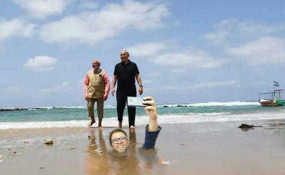 משעשע: הרשת מגיבה לביקור של ביבי ומודי בחוף