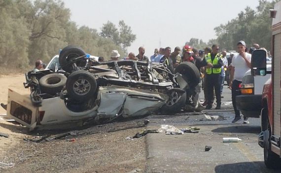 תאונה קשה: 5 פצועים בהתהפכות רכב ליד תקוע