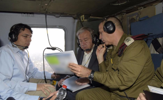 ממעוף הציפור: מזכ"ל האו"ם בסיור מוסק מעל שמי הארץ
