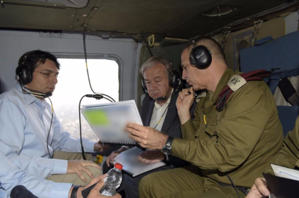 ממעוף הציפור: מזכ"ל האו"ם בסיור מוסק מעל שמי הארץ