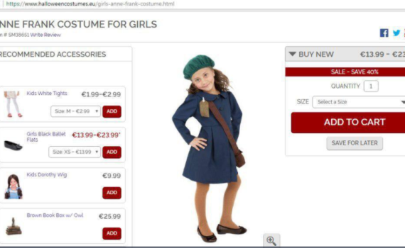 ביזיון: תחפושות של אנה פרנק נמכרות לחג נוצרי