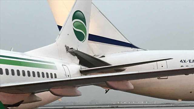 דרמה בנתב"ג: שני מטוסים התנגשו על הקרקע