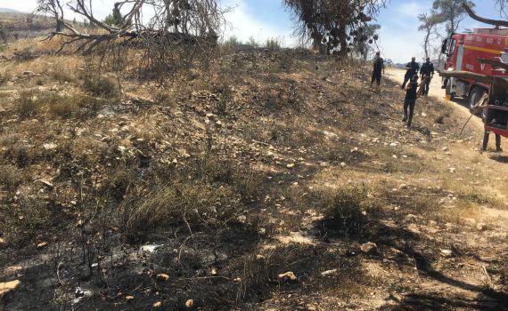 שריפת חורש סמוך להר ברכה; כבאים במקום