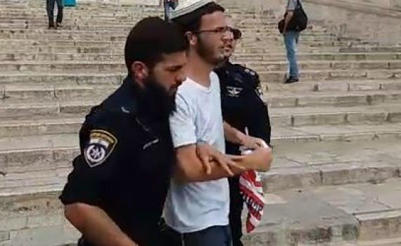 צפו: הניף דגל ארה"ב בהר הבית- ונעצר