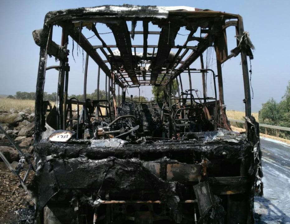 נמנע אסון כבד: אוטובוס של תלמידי ישיבה תיכונית נשרף