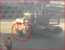 תיעוד קשה: עובד נמחץ על ידי מלגזה. צפו