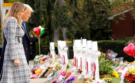 טראמפ בבית הכנסת בפיטסבורג: "עצוב מאד"