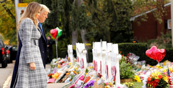 טראמפ בבית הכנסת בפיטסבורג: "עצוב מאד"