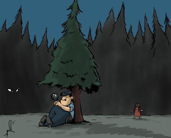 קריקטורה: המשטרה חוקרת את אונס בת ה-7