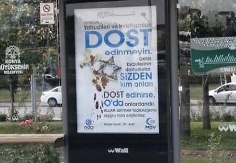 שלטים נתלו בטורקיה: "להחרים יהודים ונוצרים"