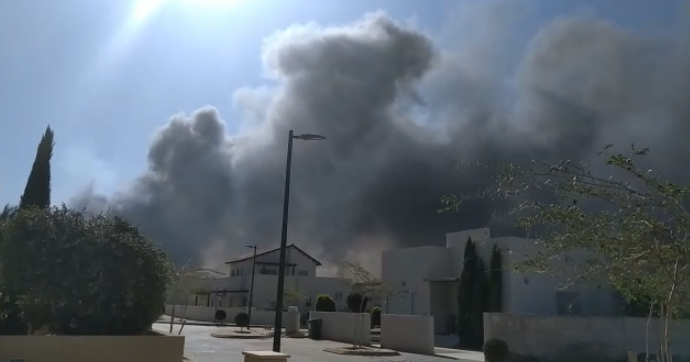 צפו: שריפת ענק סמוך למושב נצר חזני