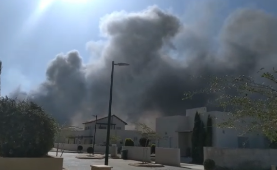 צפו: שריפת ענק סמוך למושב נצר חזני