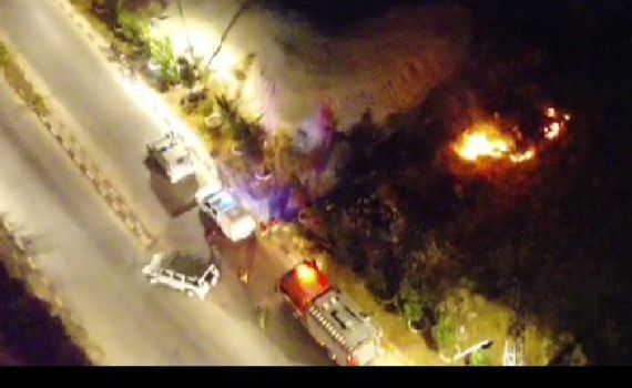 מחבלים השליכו בקת"ב וגרמו לשריפה בגוש עציון