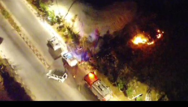 מחבלים השליכו בקת"ב וגרמו לשריפה בגוש עציון