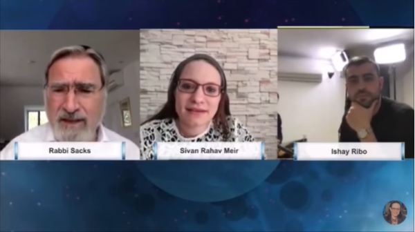 צפו: הזום האחרון של הרב זקס עם ישי ריבו וסיון רהב