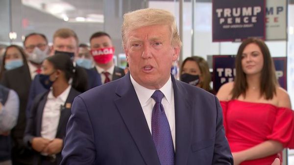 טראמפ במטה הקמפיין: "בטוח שיהיה לילה מוצלח"