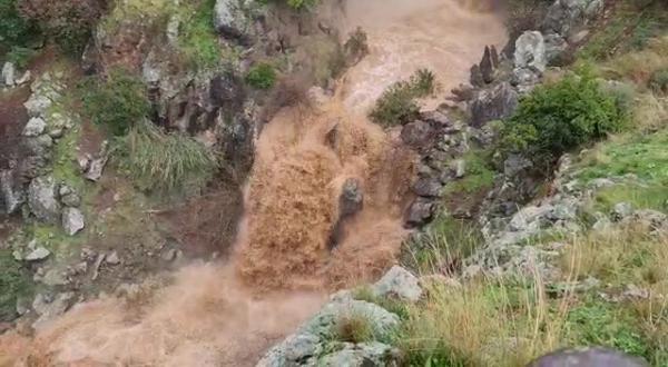 צפו: נחל סער מציף את שמורת הבניאס