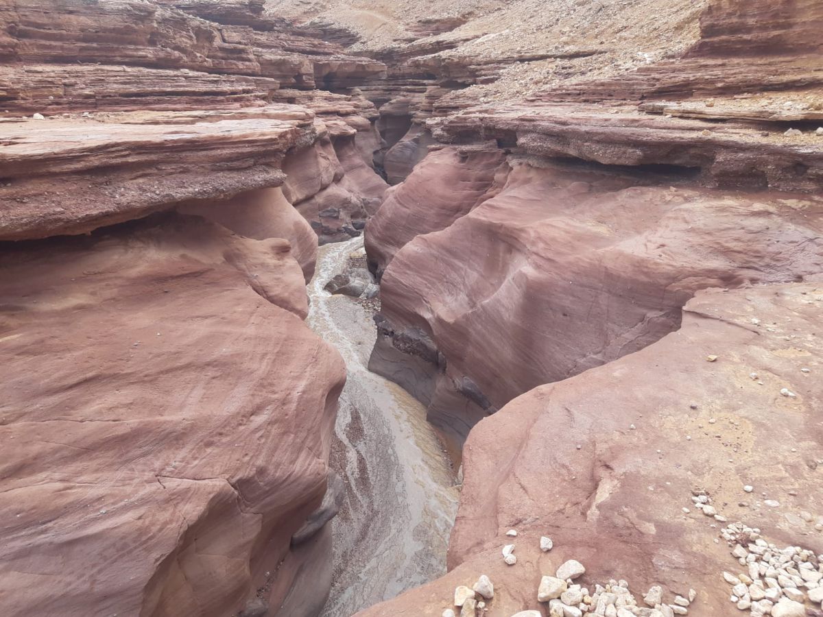 מרהיב: צפו בזרימה בקניון האדום בהרי אילת