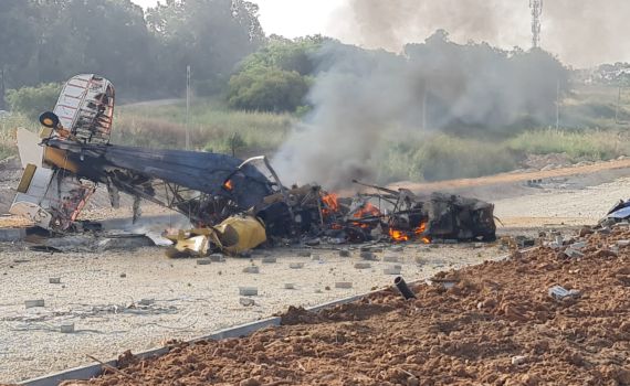 מטוס קל התרסק סמוך לשדרות; הטייס נפצע קל