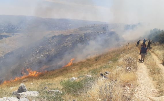 שריפה מתפשטת במהירות לכיוון הישוב הר ברכה