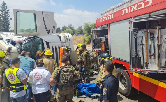 מערבל בטון התהפך – שתי ילדות נפצעו