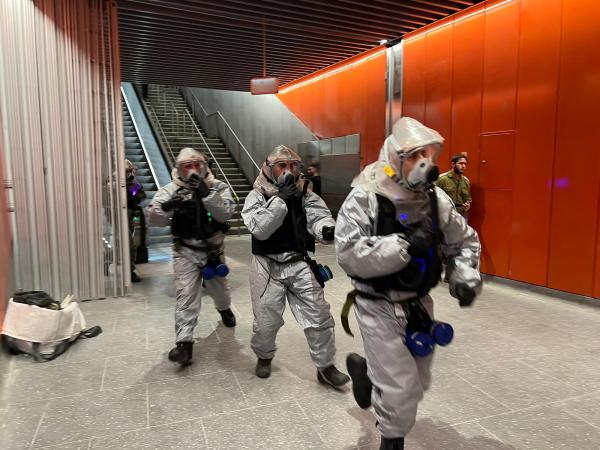 גופי החירום מתרגלים מתקפת טרור ברכבת הקלה