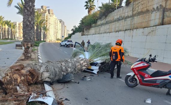 2 ילדים ואימם נפצעו מהתנגשות בעץ באשקלון