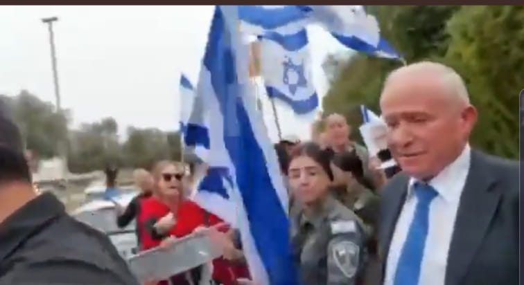 צפו: מפגינת שמאל היכתה את השר דיכטר בראשו