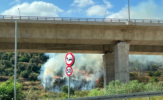 שריפה סמוך לכביש 1; הושגה שליטה על האש